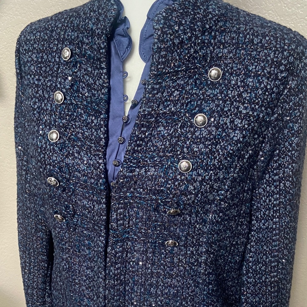 Sale! White House Black Market Stylishly Embellished Navy Tweed Blazer. Size S - Picture 5 of 16